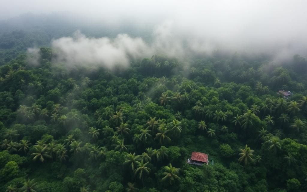 Misty tropical peatland forest in Borneo